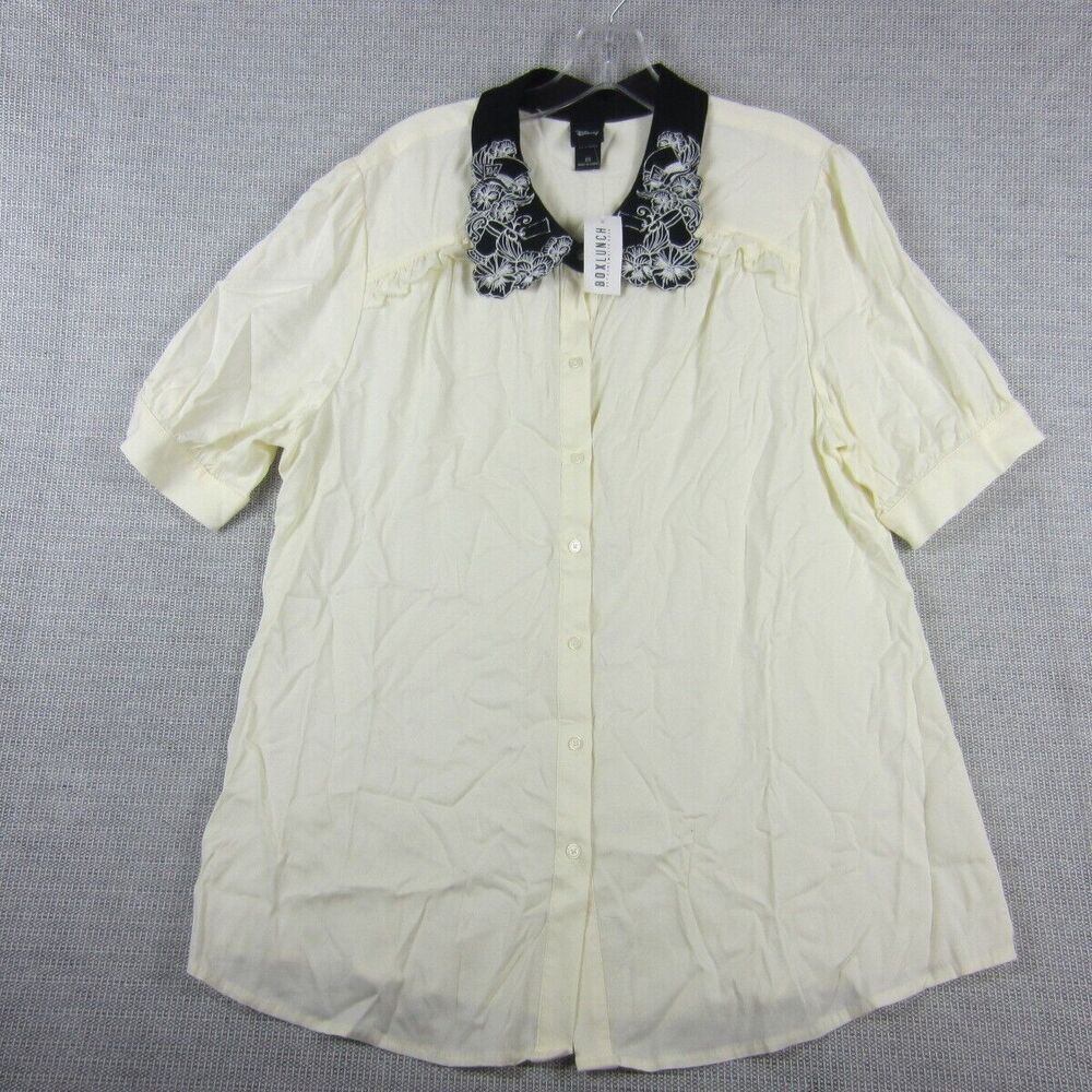 Disney Box Lunch Women Shirt Top 2X Plus Alice Wonderland Embroider Collar NEW!